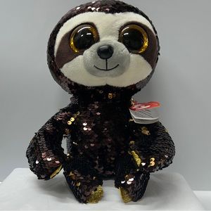 Ty FLIPPABLES DANGLER the Sloth Beanie Boo Stuffed Plush Toy w/ Heart Tags GUC